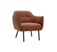 Sillón de diseño en tela efecto terciopelo texturizado tierra quemada y metal negro LAURENS