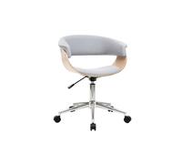Sillón de escritorio moderno tejido gris y madera clara OKTAV