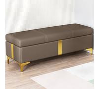 Sillón de Espera, Otomana con Almacenamiento, Banco al Pie de la Cama, Banco de Entrada con Tapa Abatible, Taburete con Patas Metálicas, Asiento Acolchado, Ideal para Sala de Estar(Brown,140cm/55in)