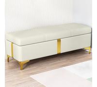 Sillón de Espera, Otomana con Almacenamiento, Banco al Pie de la Cama, Banco de Entrada con Tapa Abatible, Taburete con Patas Metálicas, Asiento Acolchado, Ideal para Sala de Estar(Beige,110cm/43in)