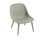 Sillón de Fibra con Base de Madera Verde Polvoriento