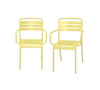 Sillón de jardín bistró de acero, set de 2 amarillo - 50.4x53x79.5 cm