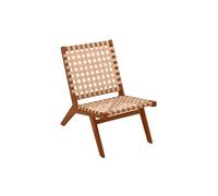 Sillón de jardín de madera maciza con cinchas beige LUCEA