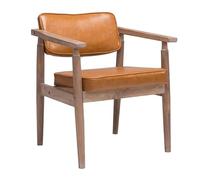 Sillón de madera maciza de diseño vintage, cómodo asiento de cuero, perfecto para hotel, cafetería, restaurante, marco de silla de salón de estilo vintage