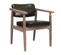 Sillón de madera maciza de diseño vintage, cómodo asiento de cuero, perfecto para hotel, cafetería, restaurante, marco de silla de salón de estilo vintage