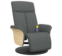 Sillón de masaje con reposapiés de tela gris oscuro, cómoda otomana para salón y dormitorio, duradera y fácil de limpiar, relajación después de un día ajetreado