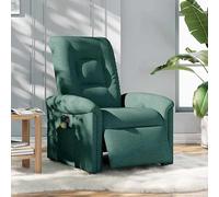 Sillón de masaje eléctrico - Tejido verde oscuro para salón y oficina - Sillón de relax con 8 motores de vibración y función de calor - Cómodo sillón contra el dolor de espalda y cuello