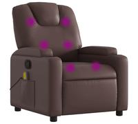 Sillón de masaje marrón de piel sintética - Cómodo sillón otomano para salón y dormitorio, aspecto de cuero y acolchado de alta calidad, ideal para relajarse y conscientes del estilo