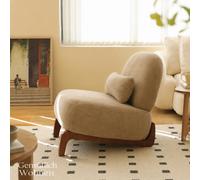 Sillón de ocio retro de terciopelo de 86.90 x 72.10 .90 cm con patas de madera , sillón individual con cojín lumbar extraíble para , , dormitorio