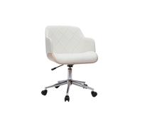 Sillón de oficina moderno blanco y madera clara SANDRO