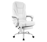Sillon de oficina pacific con funcion de masaje cuero auténtico blanco 64x69x118 cm