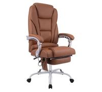 Sillon de oficina pacific con funcion de masaje cuero auténtico marrón claro 64x69x118 cm