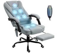 Sillón de oficina Vinsetto Massage, sillón ergonómico con altura regulable, respaldo reclinable y mando a distancia con cable, reposapiés escamoteable y giratorio 360°, gris