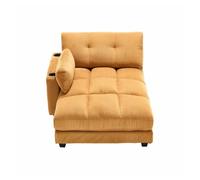 Sillón de palma - acolchado de franjas esponjosas - con reposabrazos con cojines móviles, respaldo ajustable, tres portavasos y bolsillo lateral - amarillo mostaza