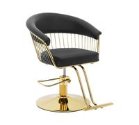 Sillón de peluquería con reposapiés - 44 - 54 cm - 200 kg - negro y dorado | physa