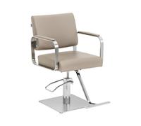 Sillón de peluquería con reposapiés - 50 - 66 cm - 200 kg - beis/plateado | physa