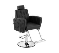 Sillón de peluquería con reposapiés - 56 - 71 cm - 200 kg - negro/plateado | physa