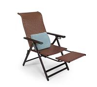 Sillón de ratán plegable al aire libre Rattan chaise sillón de reclinamiento ajustable jardín reclinable para el césped junto a la piscina de la playa y el patio para acampar con soporte de marco de