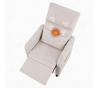 Sillón de relax eléctrico reclinable con masaje y calefacción, respaldo acolchado, reposapiés ajustable, ideal para salón, dormitorio u oficina, tela blanca, estándar EU JJ10-1