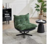 Sillón de relax giratorio verde con 3 posiciones, respaldo ajustable 95°/110°/125°, función de giro de 360°, resistente a los arañazos, piel sintética, funda de chenilla, relleno de espuma