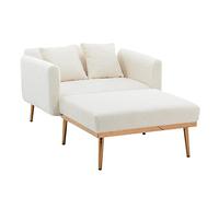 Sillón de salón ajustable con reposapiés, respaldo 105°/140°/180° en 3 niveles, acolchado, 2 cojines, reposabrazos, funda extraíble, patas de metal, silla de relajación como asiento y tumbona para el