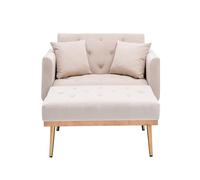 Sillón de salón ajustable con reposapiés, respaldo 105°/140°/180° en 3 niveles, acolchado, 2 cojines, reposabrazos, funda extraíble, patas de metal, silla de relax como asiento y tumbona para el hogar