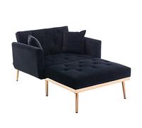 Sillón de salón ajustable con reposapiés, respaldo de 105°/140°/180° en 3 niveles, acolchado, 2 cojines, reposabrazos, funda extraíble, patas de metal, silla de relajación como asiento y tumbona para