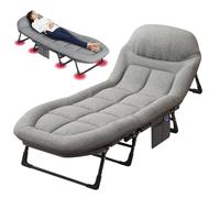 Sillón de Salón de Chaise Portátil para Adultos, Cama Plegable Liviana para Dormir, Soporte de 8 Pies, Cuna de Campamento Ajustable de 6 Ángulos con Colchón para Piscina Patio de Playa Tombates