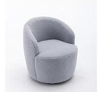 Sillón de salón giratorio en diseño de barril de peluche suave con respaldo ergonómico, giratorio 360°, silla de relax acolchada para salón, dormitorio, estudio y salón (gris claro)