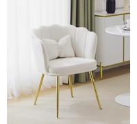 Sillón de salón moderno de terciopelo, silla de baño, cómoda, acolchada, con respaldo de pétalos y patas de metal doradas y cojín de mariposa para dormitorio/Esszim