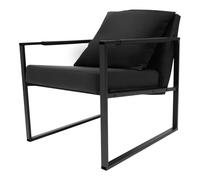 Sillón de salón moderno para el salón, sillón con cojín, diseño ergonómico, funda de piel sintética, cojín de espuma gruesa, marco de metal resistente a los arañazos, oficina, dormitorio, rincón de