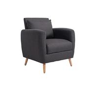 Sillón De Salón Tilgard Tapizado En Tela I Butaca Relax Acolchada I Sillón con Base De Madera I Silla Sillón Estilo Escandinavo I Color:, Color:Gris Oscuro