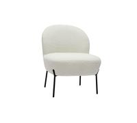 Sillón de tejido efecto borreguillo blanco y metal negro BELEY