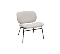 Sillón de tela efecto terciopelo texturizado beige y metal negro SHELBY