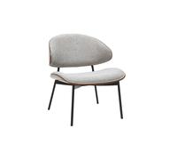 Sillón de tela efecto terciopelo texturizado gris, madera oscura y metal negro FABULO