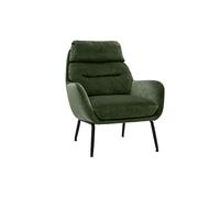 Sillón de tela efecto terciopelo verde caqui y metal negro BENI