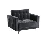 Sillón de terciopelo negro reclinable acolchado patas negras Aberdeen