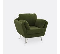 Sillón de terciopelo Topim. Talla 1 plaza. Color verde aceiutuna