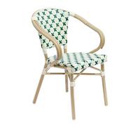 Sillón de terraza bistro parisino de aluminio y ratán verde oscuro