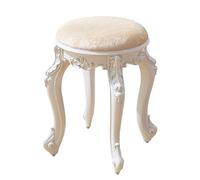 Sillón de tocador redondo vintage escandinavo de 43 cm de altura, taburete de maquillaje acolchado de terciopelo dorado, patas plateadas, reposapiés portátil para espacios pequeños, sala de estar y do