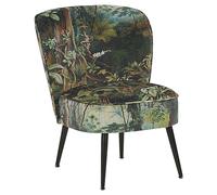 Sillón Decorativo Acolchado sin Brazos Estampado de Colores Gris Claro Patas de Madera Voss