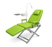Sillón Dental Portatil y Plegable con Brazo Giratorio 360° y Lámpara LED, Respaldo Ajustable en 5 Niveles, Silla Móvil para Clínicas, Hospitales y Salones de Belleza