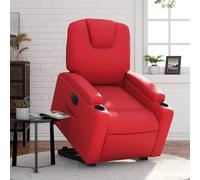 Sillón elevable eléctrico Cuero Artificial Rojo,Sillón reclinable eléctrico con Elevador: Confort, Comodidad y Facilidad para Personas Mayores Salón, Sillones