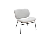 Sillón en tejido efecto terciopelo texturizado gris y metal negro SHELBY