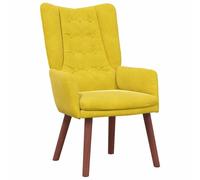 Sillón Ergonómico de Terciopelo en Amarillo con Apoyabrazos Curvados y Marco de Madera | Asientos Modernos Elegantes para Sala de Estar, Habitación, Solo Interior, Silla Cómoda de Tamaño Estándar