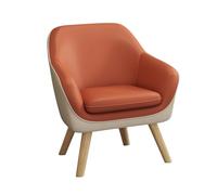 Sillón ergonómico moderno - Sillón tapizado con patas de madera acogedora silla de lectura para sala de estar y vestíbulo (naranja y beige)