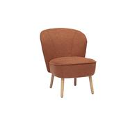 Sillón escandinavo de tela blanca con efecto de lana bouclée y madera clara AMANITA