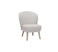 Sillón escandinavo de tela efecto terciopelo beige y madera clara AMANITA
