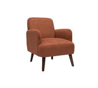 Sillón escandinavo de terciopelo texturizado en color tierra quemada y madera oscura ISKO