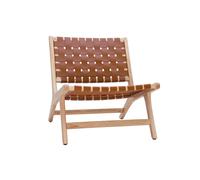 Sillón étnico de madera con correas tejidas marrones BONDI